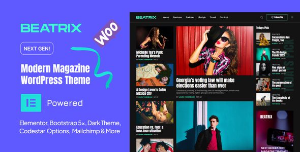 Beatrix – v1.0 – 响应式新闻博客杂志网站WordPress模板